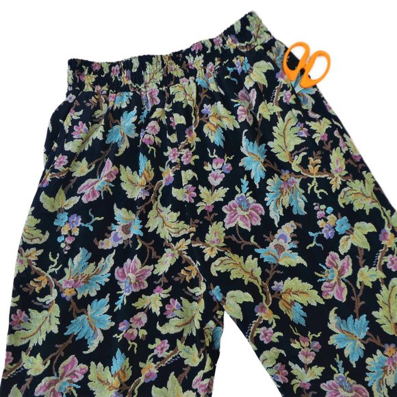 Vintage 3pc Pant Suit Set Fall Leaf Design Pockets Striped Waterfall Jacket - Picture 6 of 13